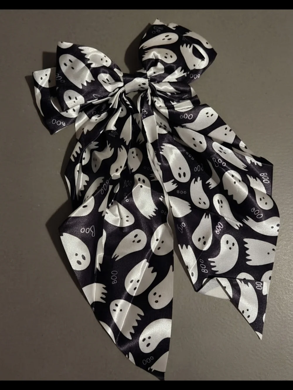 Black & White Ghost Print Hair Bow Scarf